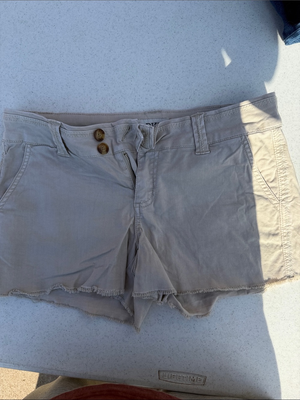 BKE Women's Taupe Frayed Hem Jean Shorts